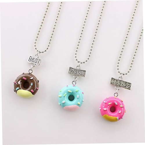 Kit Com 6 Colares Best Friends Melhores Amigas Rosquinhas Cor Rosa