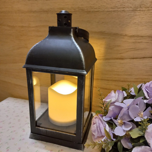 Farol Vintage Vela Led 22 Cm