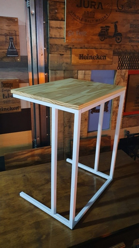 Mesa Auxiliar Arrime Estilo Industrial 60x40x65cm Doble Pata