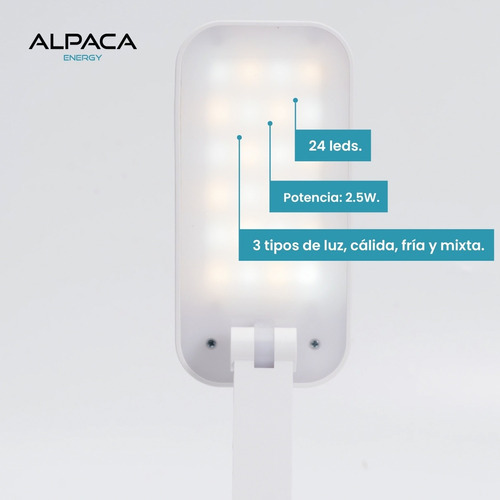 Imagen 2 de 7 de Lampara Velador Portátil Alpaca Led Carga Usb Alp-en-04