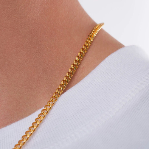 Cadena Cubana Miami Cuban Oro 10k Kilates 55cm 3.5mm Italy Color Dorado
