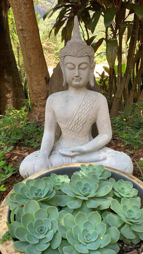 Estatua Buda Cimento 60 Cm Altura Jardim