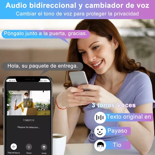 Timbre Inalámbrico De Puerta Con Cámara, Funciona Con Alexa