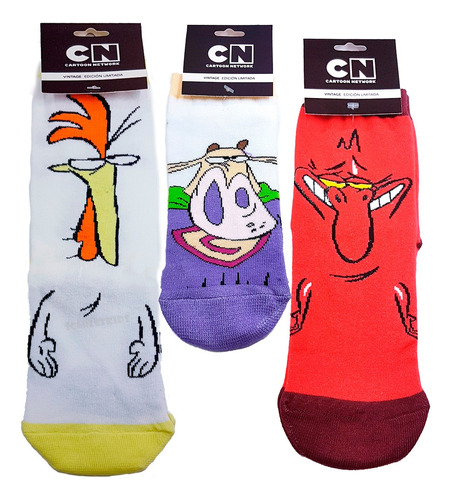 Pack X3 Medias La Vaca Y El Pollito Cartoon Network Vintage