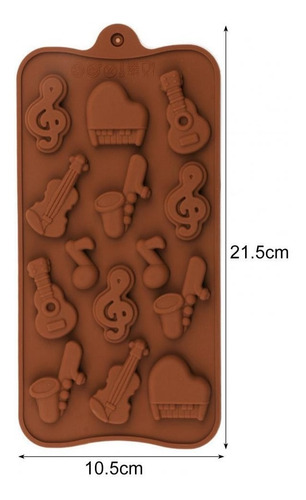 Imagen 3 de 7 de Molde Silicona Instrumento Musical Bombon Chocolate Belgrano