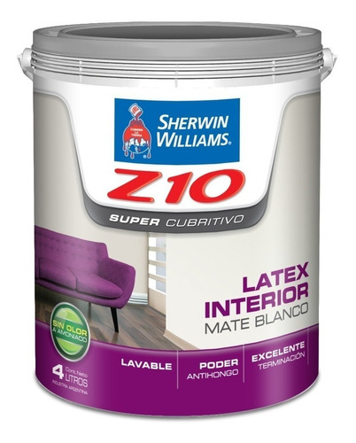 Latex Z10 Interior Mate Supercubritivo Blanco 4 Lts