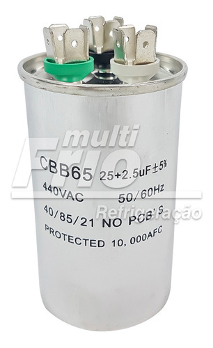 Capacitor Duplo 25 + 2,5 Uf 450v Ar Condicionado