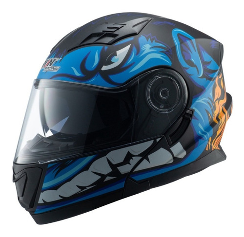 Casco Abatible Iron Racing Dot Ir-190 King Beast Azul 