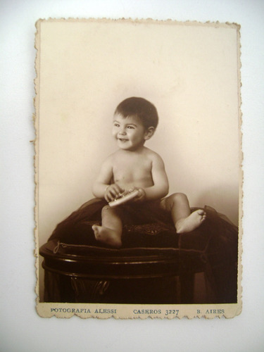 Antigua Foto Niño Bebe Juguete 1940 Alessi Caseros 3227 Boed (Usado)