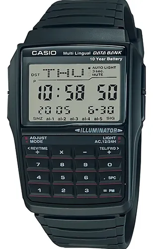 comprar Reloj Casio Retro Vintage Dbc32 Caucho Calculadora Original Correa Negro Bisel Negro Fondo Negro