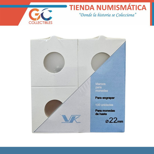 Pack 100 Cartoncitos Vk P/ Monedas - Marcos - Diámetro 22 Mm