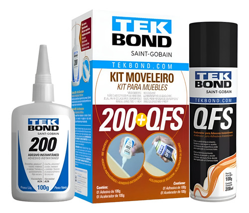Kit Moveleiro Cola 100gr + Acelerador De Secagem Qfs Tekbond