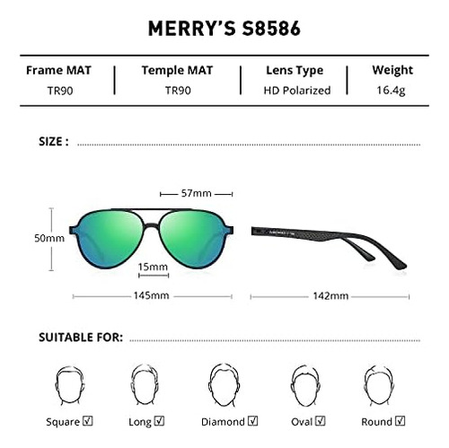 Merrys Gafas De Sol Polarizadas Unisex Para Amantes Tr90 Mon