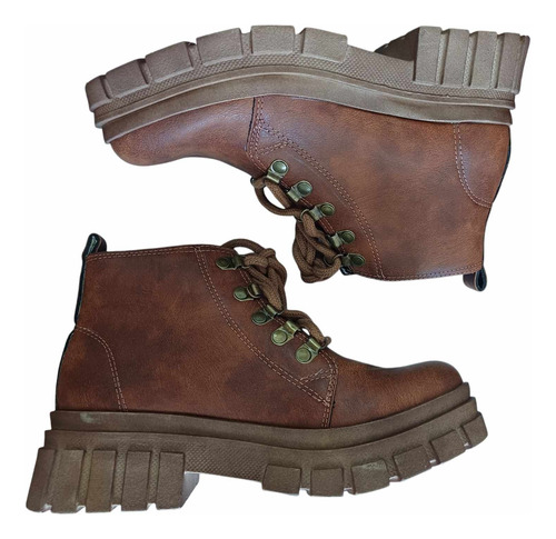 Borcegos Botas Bajas Ecocuero Mujer