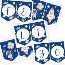 Comprar Banderines Imprimibles  Feliz Cumple Astronauta