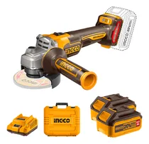 Comprar Amoladora 20v Ingco + 2 Baterías 4ah + Cargador Y 10 Discos Color Naranja claro Frecuencia 50HZ-60HZ