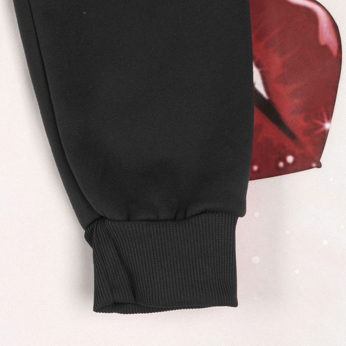 Top De Manga Larga De Forro Polar Con Estampado De Labios Ra