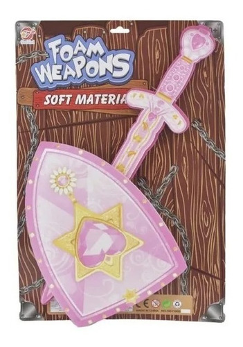 Escudo Y Espada De Batalla Guerra Goma Eva Soft Infantil Edu Color Rosa Estrella 10