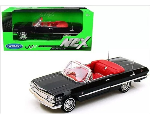 Welly 1:24 1963 Chevrolet Impala Convertible Negro 