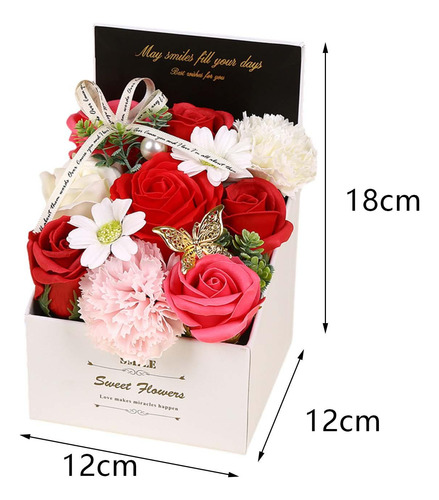 Caja De Regalo Con Flor De Jabón, Rosa Para El Día, Rojo