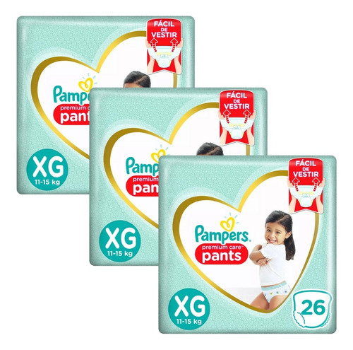 Pampers Pants Premium Care Xg 3 Packs X26 Pañales Bombachita