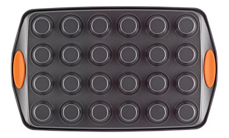 Molde Para Muffins Con 24 Cavidades Asas De Silicona Naranja Gris Oscuro