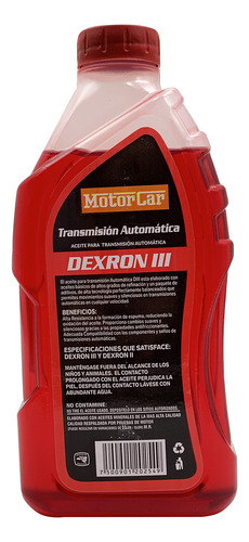 Aceite De Transmisión Dexron Iii Motorcar 5 Litros