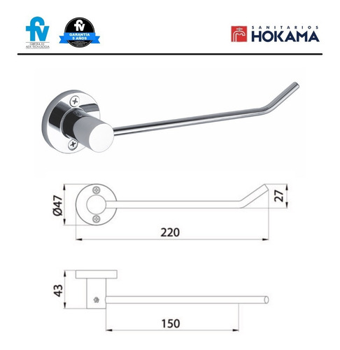 Imagen 6 de 10 de Kit Accesorios De Baño Juego Fv Percha Portarrollo Toallero