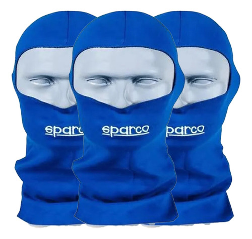 Kit3 Touca Ninja Balaclava Kart Sparco Moto Ciclismo Corrida Cor Azul Desenho Do Tecido Liso Tamanho Universal