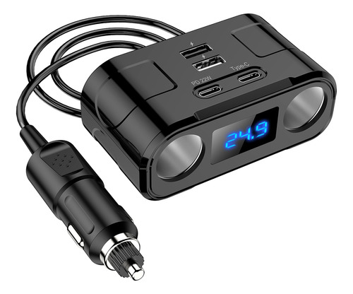 Cargador De Coche 12-24 V Pd+qc3.0+adaptador De Doble Diviso