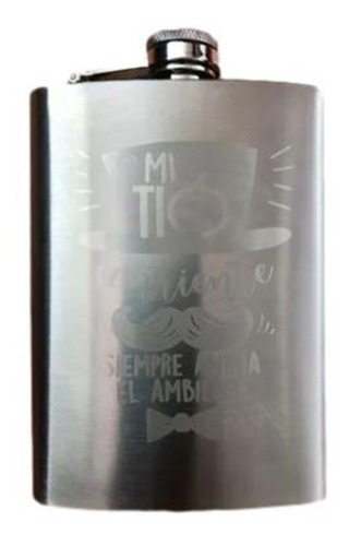 Licorera Ánfora 8oz Acero Inoxidable, Negra Y Vinipiel Café Color Inoxidable
