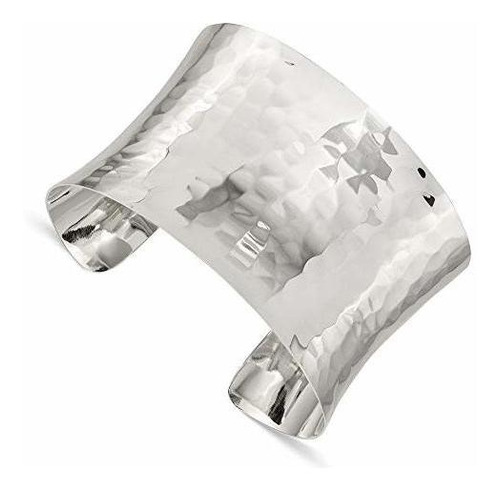 Brazalete - 925 Sterling Silver Solid Polished Hammered Cuff