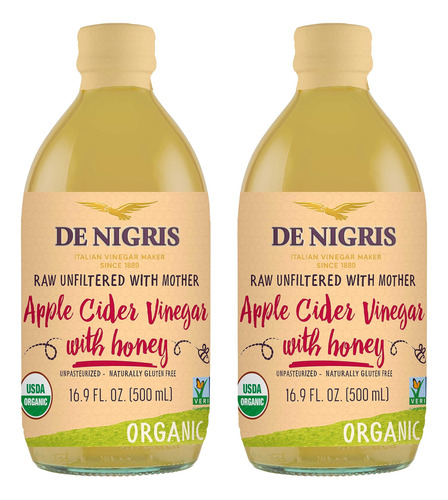 De Nigris Vinagre De Sidra De Manzana Organico Con Miel Crud