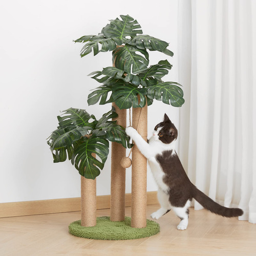 Poste Rascador Para Gatos Cattree Modelo 31.5 Pulgadas Verde Oscuro