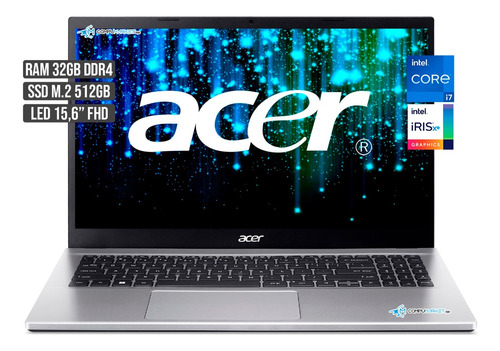 Portatil Acer Intel Core I7-1255u Disco Ssd 512gb Ram 32gb