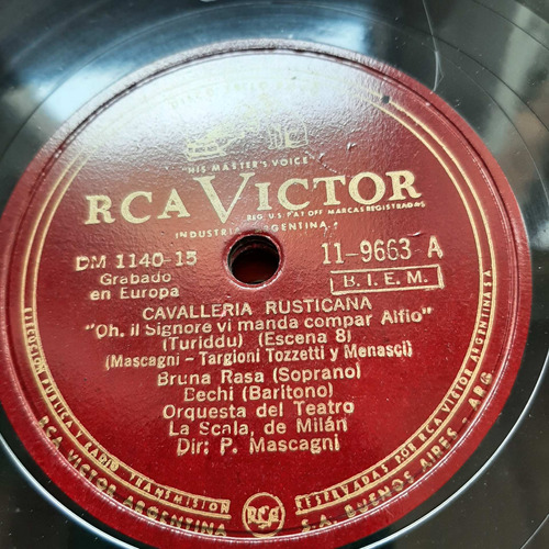 Pasta Pietro Mascagni Orq Scala 15-20 Rca Victor Tc12