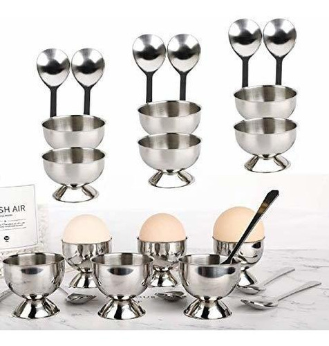 Imagen 1 de 8 de Huevera Koeall Juego De Tazas Para Huevos De Acero Inoxidabl