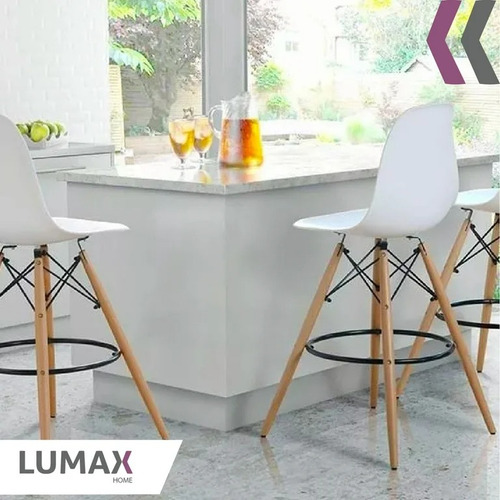 Set 4 Sillas Taburete De Bar Moderno Tipo Eames Respaldo Alt Estructura de la silla Multicolor Asiento Blanco