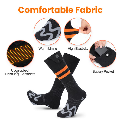 Calcetines Calentables 7.4v 3000mah App Control Naranja Negr Naranja Negro-s