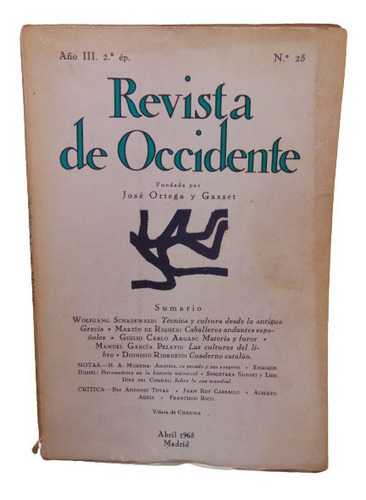 Adp Revista De Occidente Jose Ortega Y Gasset N° 25 / 1965