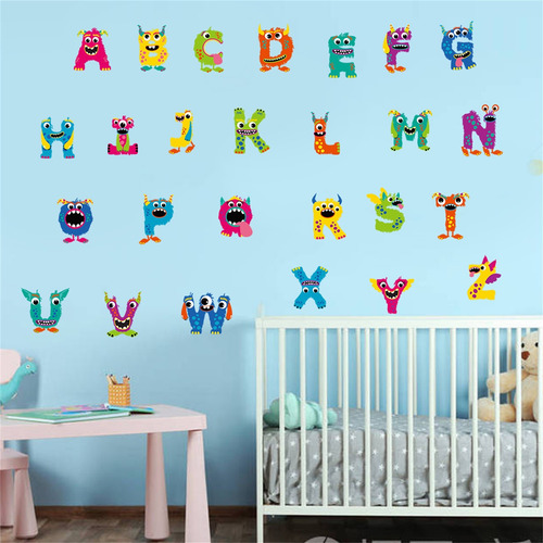 Adhesivo De Pared De Pvc Con 26 Letras, Extraíble, Mural Art