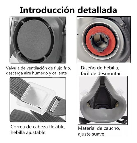 Máscara Antigás Transpirable 6200 Con 10 Filtros Aodon