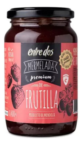 Imagen 1 de 6 de Mermelada De Frutillas Entre Dos 400grs. Frasco De Vidrio.