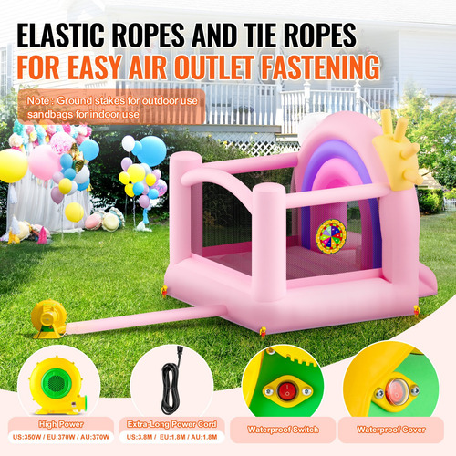 Trampolín Brincolín Inflable Niños Rosa Lila 2.3 X 2.3m Msi