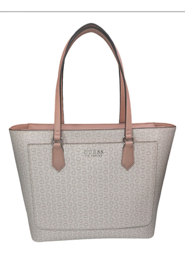 Tote Guess Hensley Beige Rayas Níquel Light Rose