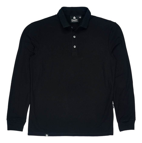 Polo Manga Larga Hombre Cuello Camisa Stealth Blanco