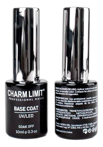 Kit Esmaltes Semipermanentes Base Coat Charm Limit 10ml