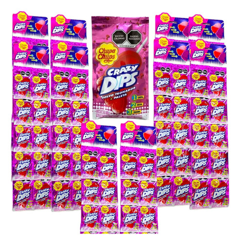 Paleta Caramelo Fresa Polvo Truena 80 Pz Crazy Dips