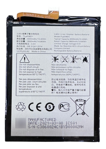 Ba-ter-ia Tlp038d1 P/ Celular Tec Toy Tectoy On Origin