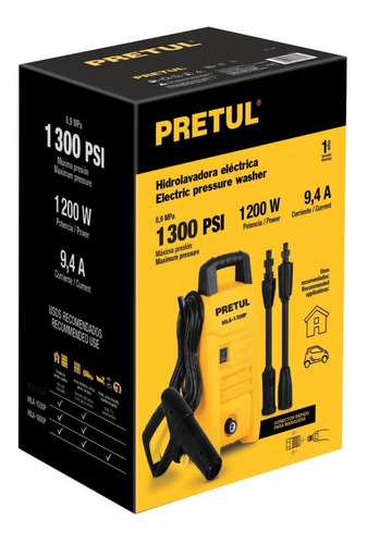 Hidrolavadora Eléctrica, 1300 Psi, Pretul 1200 Watts